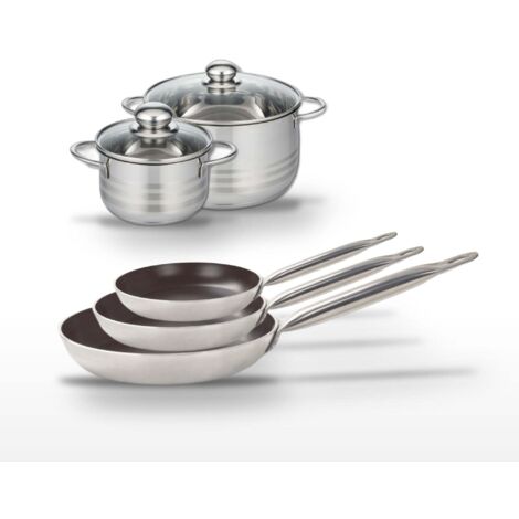 Lot de 3 Poêles 24/28/32 cm et 2 Faitouts 16/20 cm Elo Bistro Line