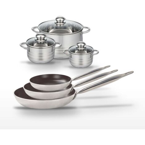 Lot de 3 Poêles 24/28/32 cm et 3 Faitouts 12/14/24 cm Elo Bistro Line
