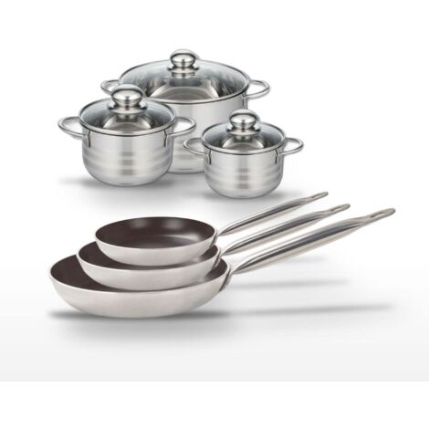 Lot de 3 Poêles 24/28/32 cm et 3 Faitouts 14/16/20 cm Elo Bistro Line