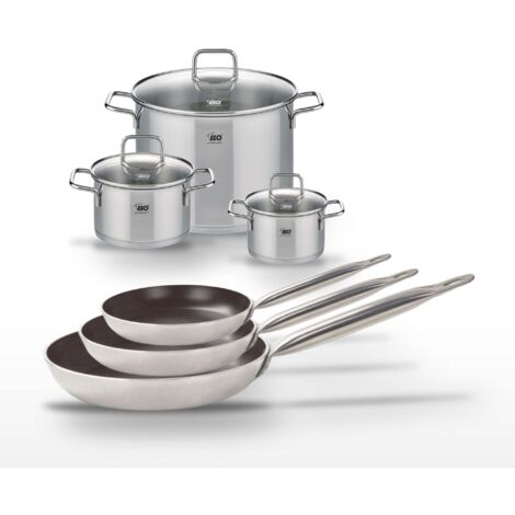Lot de 3 Poêles 24/28/32cm Elo Bistro Line et 3 Faitouts 16/20/26cm