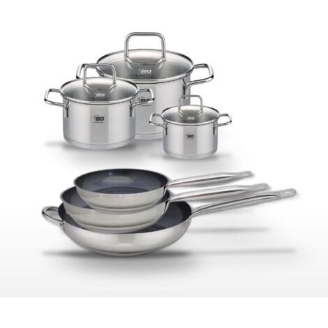 Lot de 3 Poêles céramiques Elo Profi Therm Platinum 24/28/32 cm et 3 Faitouts Elo Citrin 12/16/20 cm