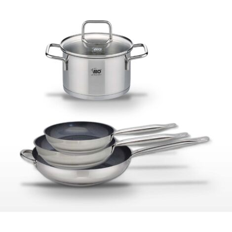 Lot de 3 Poêles Elo Profi Therm Platinum 24/28/32 cm avec Faitout 14 cm