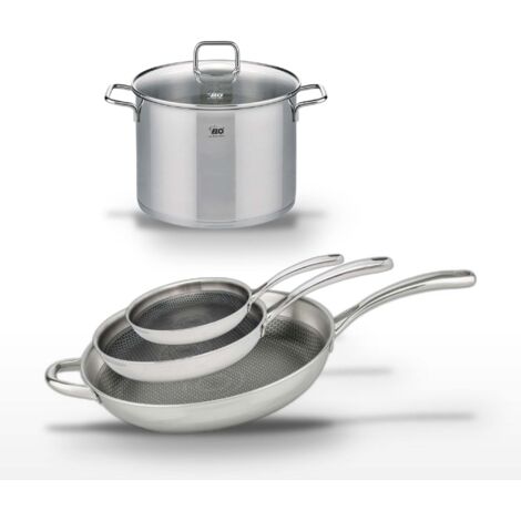 Lot de 3 Poêles Elo Relief Evolution 32/28/24 cm et Faitout 26 cm