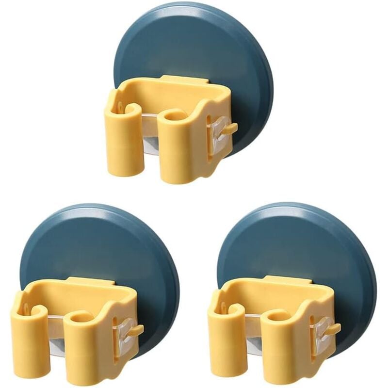 Lot de 3 porte-balais auto-adhésifs pour salle de bain, cuisine, bureau, placard, jardin, garage, buanderie, rangement d'outils