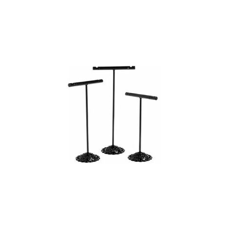 Lot de 3 porte-bijoux de haute qualité - Rangement pour chanes, bagues et bracelets - Bote de rangement pour bijoux faits à la main (noir)