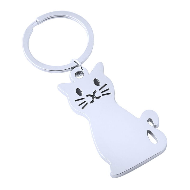 Lot de 3 porte-clés chat en métal brillant