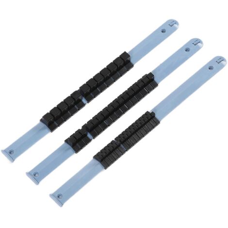 Lot de 3 Porte-Douilles ABS Multifonction, Rail à Cliquets 1/4-3/8-1/2 Pouce, Rangement d'Outils de Réparation pour Atelier