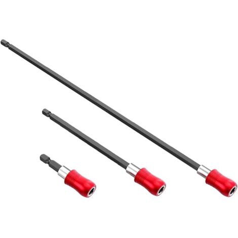 Lot de 3 porte-embouts 60/150 mm de longueur 300 mm de longueur Extension rapide 1/4" Tige hexagonale magnétique tournevis pour perceuse tournevis
