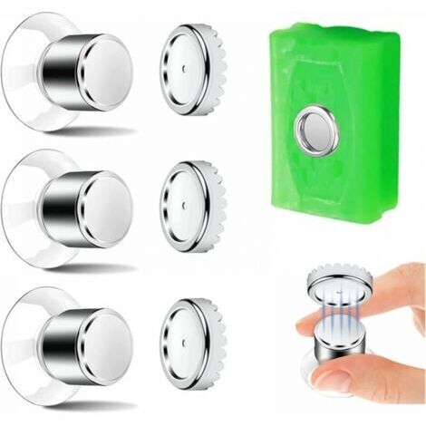 Lot de 3 Porte-Savon Magnétique, Porte-Savon à Ventouse - Fixation Solide, Porte-Savon de Douche sans Perage, Porte-Savon Aimanté en Acier Inoxydable pour Salle de Bain et Cuisine