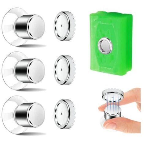 Lot de 3 Porte-Savon Magnétique, Porte-Savon à Ventouse - Fixation Solide, Porte-Savon de Douche sans Perçage, Porte-Savon Aimanté