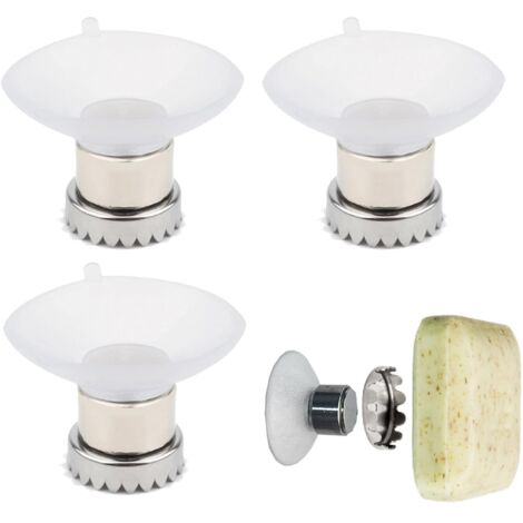 Lot de 3 Porte Savon Magnétique,Porte-Savon à Ventouse,PorteSavon Magnétique Ventouse Puissante,PorteSavon Aimanté,Aimant Savon,sans Perçage,pour Cuisine et Salle de Bain