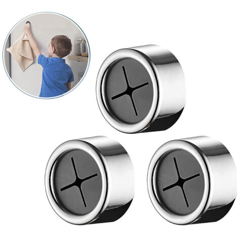 Lot de 3 porte-serviettes ronds auto-adhésifs, faciles à installer et à utiliser. Matériau ABS. Convient pour la salle de bain et la cuisine.
