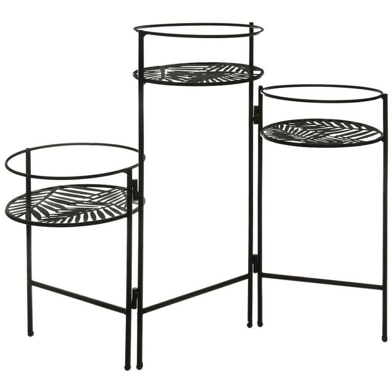 Lot de 3 portes plante en métal Leaf noir