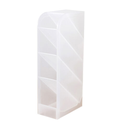 Lot de 3 pots à stylos transparents finition mate, format compact, coloris blanc