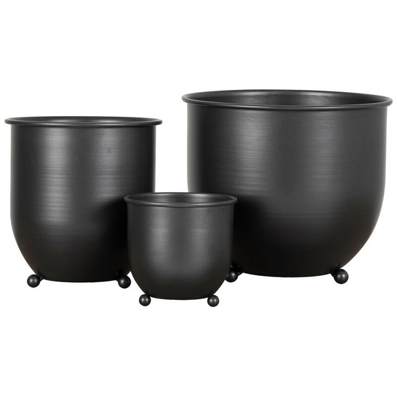 Lot de 3 pots de fleur en métal Nova noir