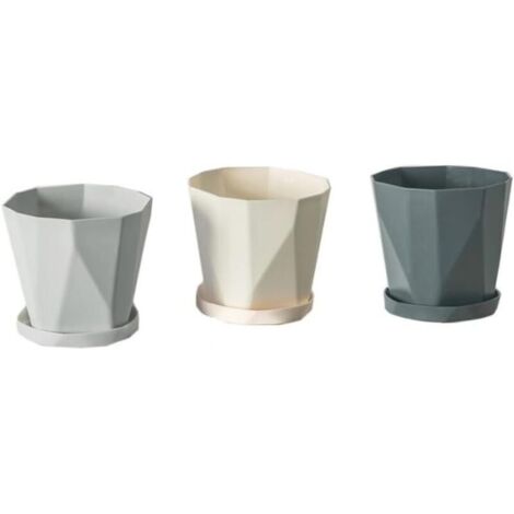 Lot de 3 pots pour plantes en plastique, pots pour plantes, pots décoratifs pour plantes d'intérieur, avec trous de drainage e