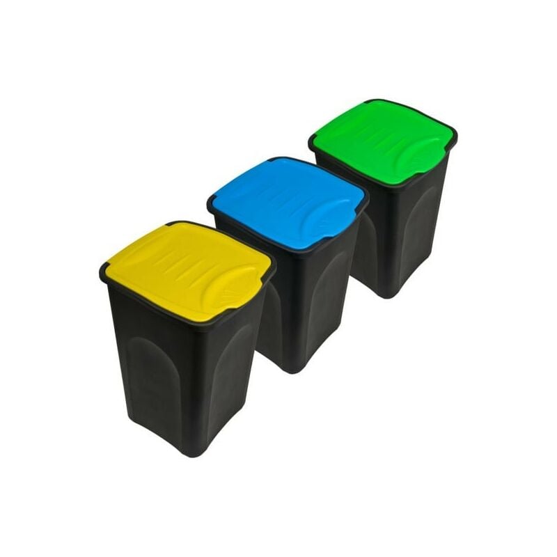Lot de 3 poubelles de recyclage. 50l par poubelle