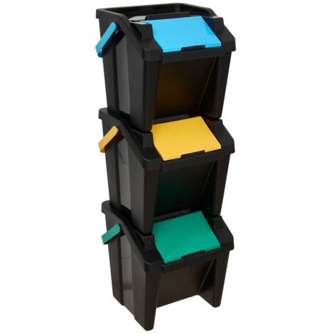 Lot de 3 poubelles de tri 30l - 5five