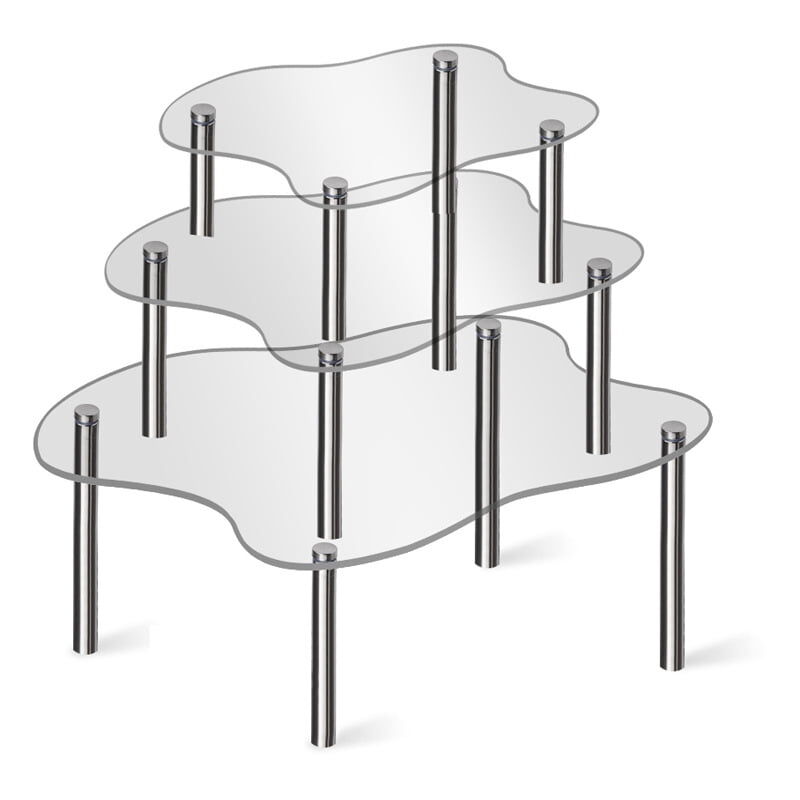 Lot de 3 présentoirs à gâteaux en acrylique transparent pour cupcakes, desserts, gâteaux, pizzas