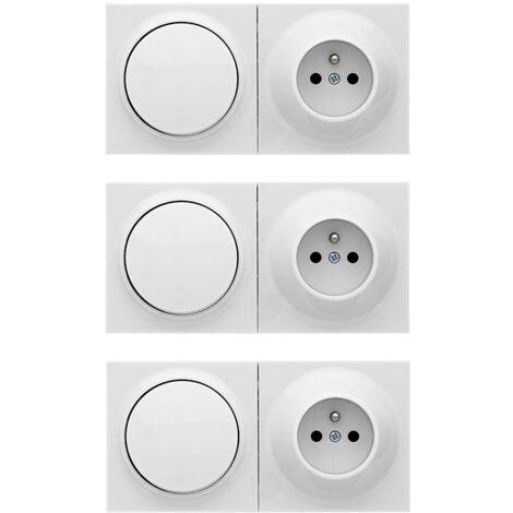 Lot de 3 prises 2P+T + va et vient NEO EVO - FONTINI
