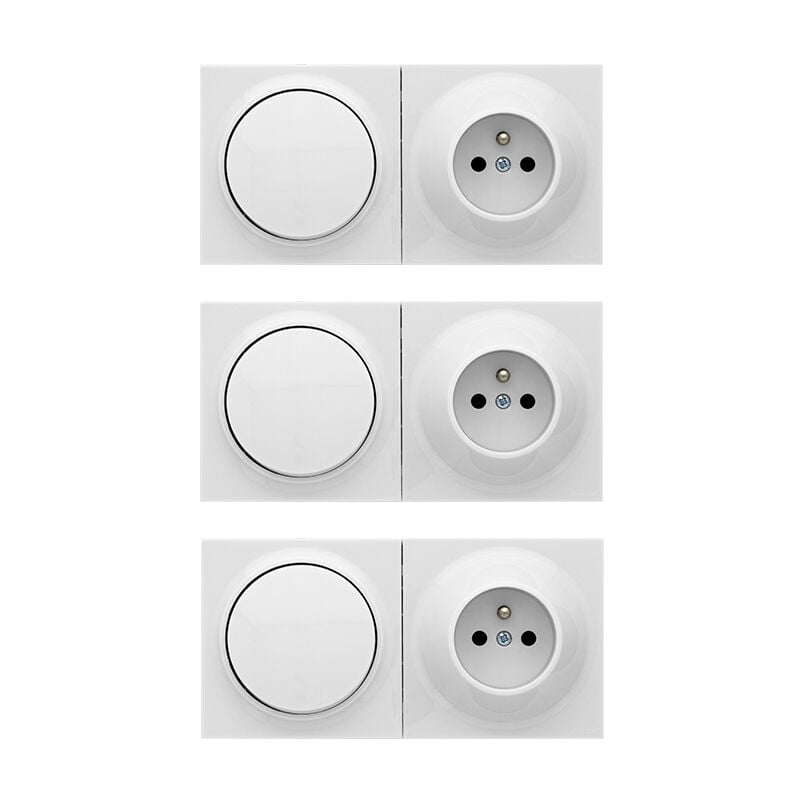 Lot de 3 prises 2P+T + va et vient neo evo Fontini