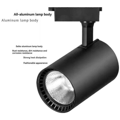 Lot de 3 projecteurs LED sur rail à large plage de tension (85 V-265 V) pour magasins de vêtements.