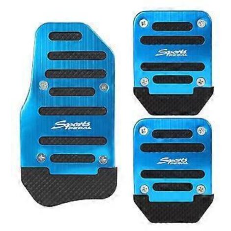 Lot de 3 protections antidérapantes pour pédales d'accélérateur, de frein et d'embrayage (essence) pour voitures à boîte manuelle (MT), bleu