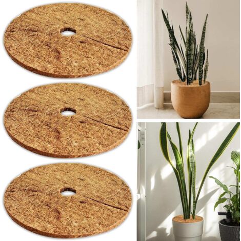 Lot de 3 protège-arbres en fibre de coco, 30 cm (11,8 pouces), 100 % naturel, en coque de noix de coco. Ces protège-arbres peuvent servir de plaques annulaires ou de couvercles pour plantes d'intérieu