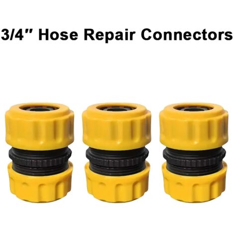 (Lot de 3) Raccord de réparation pour tuyau d'arrosage 3/4 pouce - Joint universel étanche à filetage pour pelouse et jardin - Norme US/UE