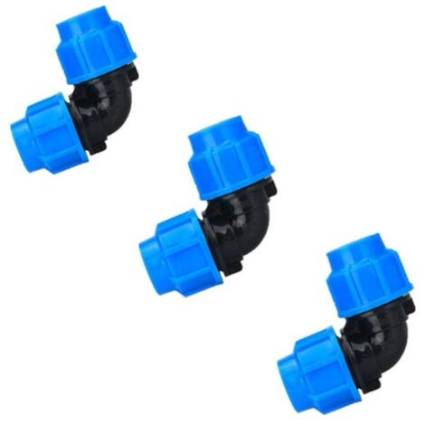 Lot de 3 raccords à angle droit 90° pour compresseur de tuyau d'eau PE 25 mm x 25 mm