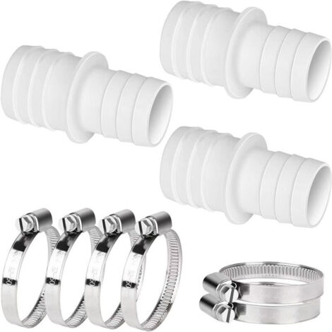 Lot de 3 raccords de tuyau de piscine 32 mm à 38 mm avec 6 colliers de serrage adaptateurs de tuyau de piscine