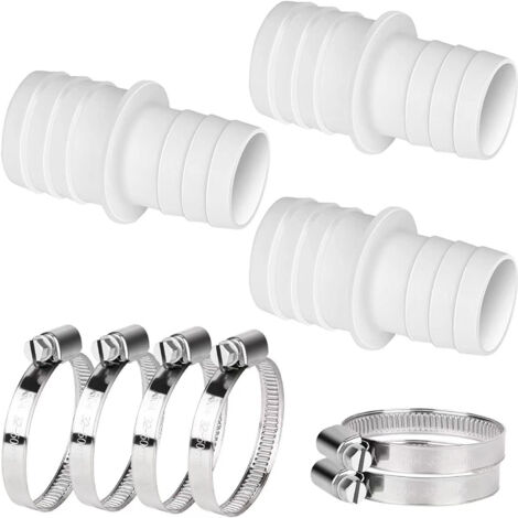 Lot de 3 raccords de tuyau de piscine 32 mm à 38 mm avec 6 colliers de serrage adaptateurs de tuyau de piscine