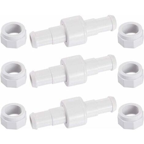 Lot de 3 raccords de tuyau pivotants D20 avec 6 embouts D15, compatibles avec les robots de piscine Zodiac Polaris 180, 280 et 380.