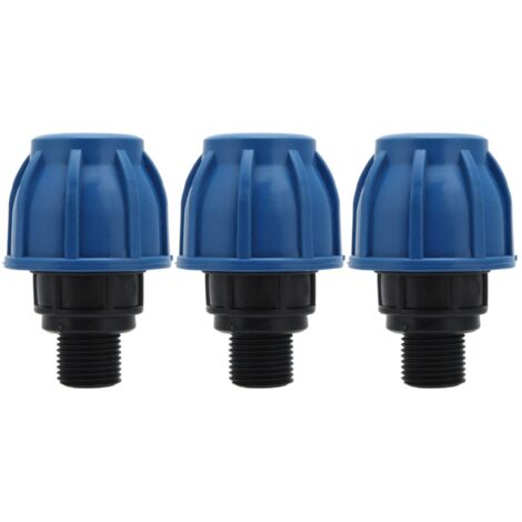 Lot de 3 raccords rapides pour tuyau d'arrosage en plastique PE, adaptateur 25 mm vers connecteur mâle G3/4".