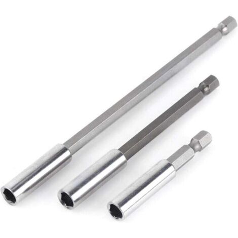 Lot de 3 rallonges de tournevis magnétiques à tige de 6,35 mm (1/4") pour perceuse électrique