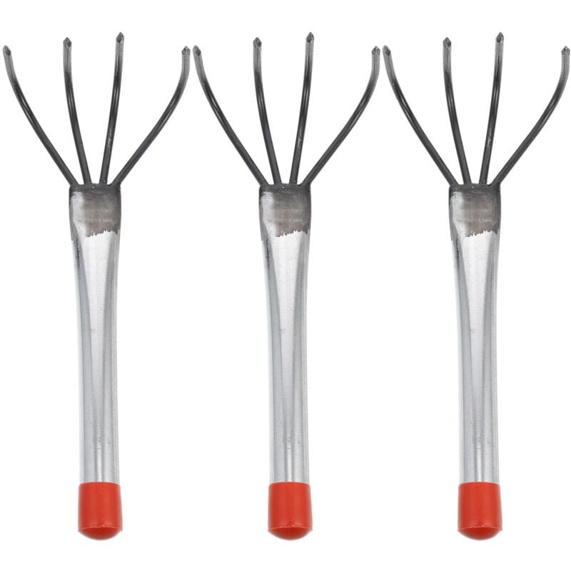 Lot de 3 râteaux à griffes à quatre dents pour la plage, outil de desserrage pour coquillages, râteaux de jardinage