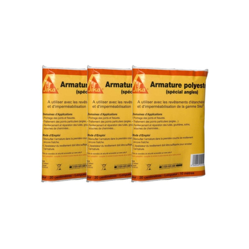 Lot de 3 renforcements d'étanchéité carrelage et tuiles Sika Sika rmature spécial angle - 0,20 m x 10 m