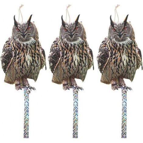 Lot de 3 Répulsifs Anti Oiseaux Pigeons Effaroucheur Réfléchissant avec Clochette Hibou