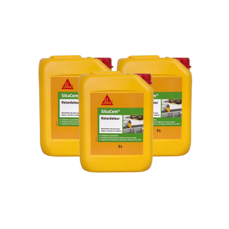 Lot de 3 retardateurs de prise pour bétons Sika Sika Cem Retardateur - 5L