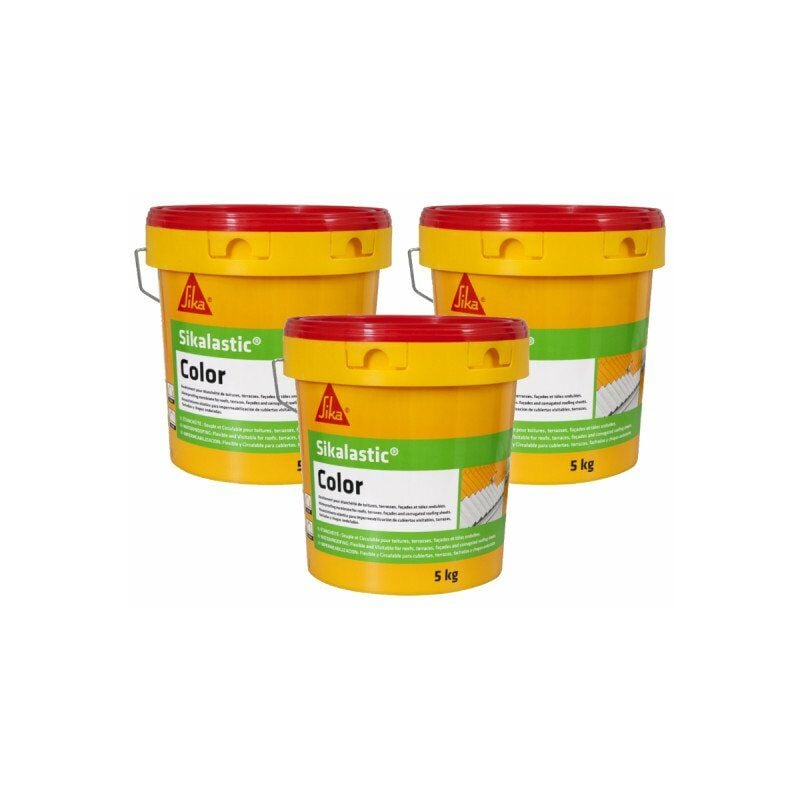 Lot de 3 revêtements souples imperméables toitures Sika Sika Lastic Color - Blanc - 5kg