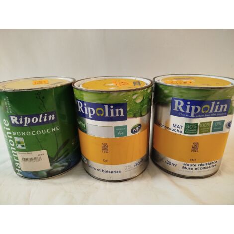 Lot de 3 - RIPOLIN - Peinture Intérieure Murs et Boiseries - 7,5L Finitions Satin et Mat - Haute Résistance et Écolabel - Voir photos