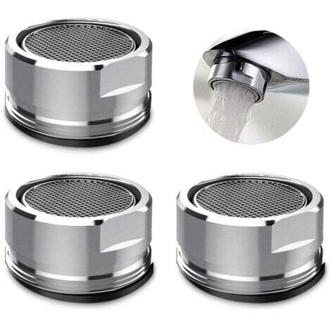 Lot de 3 robinets aérateurs, robinet aérateur filtre avec joint pour cuisine, salle de bain – argent (diamètre extérieur 24 mm)