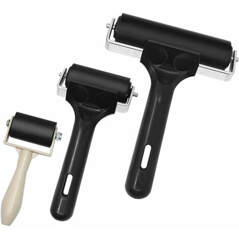 Lot de 3 rouleaux à colle en caoutchouc pour tampon encreur, peinture, impression, papier peint et loisirs créatifs (3,5 cm, 6 cm et 10 cm)