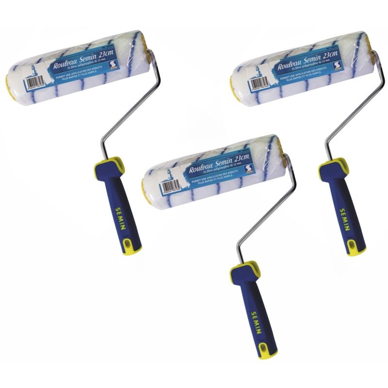 Lot de 3 rouleaux pour application d'enduit ou de peinture - 23 cm
