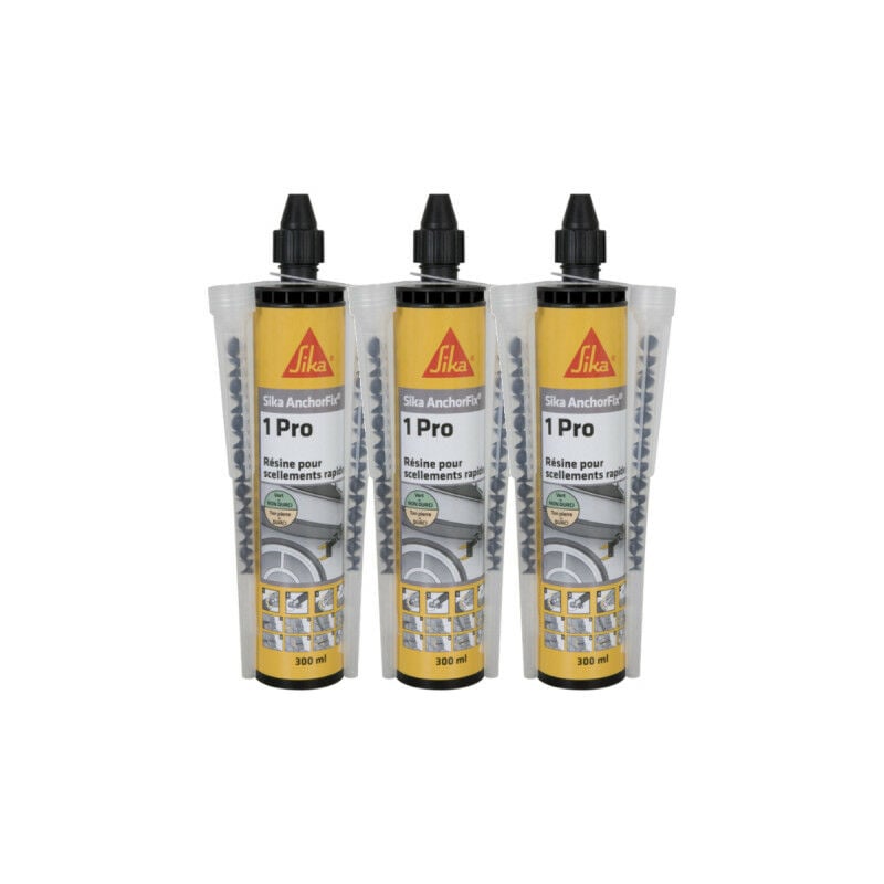 Sika - Lot de 3 résines de scellement chimique rapide Anchorfix-1 Evolution - Gris - 300ml