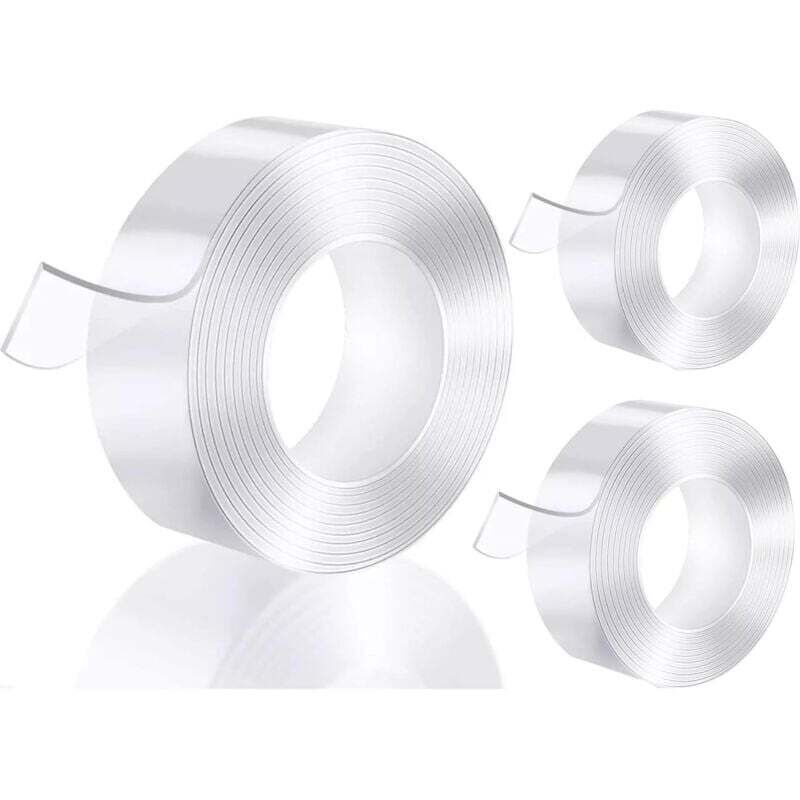 Lot de 3 rubans adhésifs double face, adhésifs multi-usages puissants et imperméables, amovibles sans traces, bandes de montage transparentes,