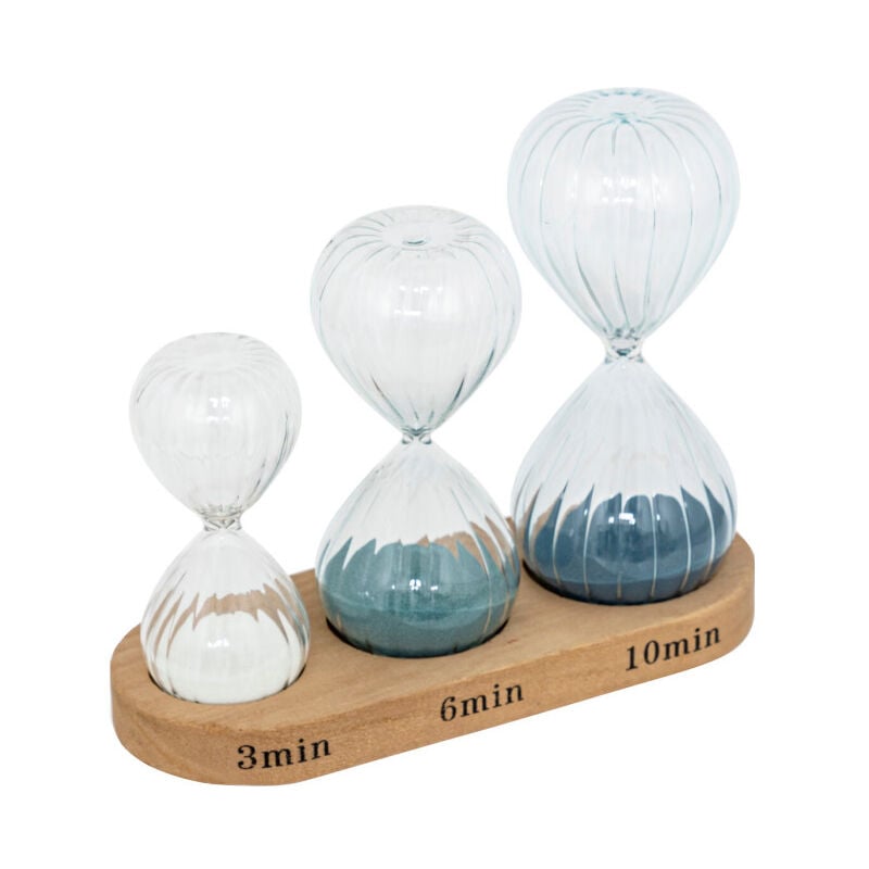 Atmosphera - Lot de 3 Sabliers en Verre 'Little Cottage' 14cm Multicolore