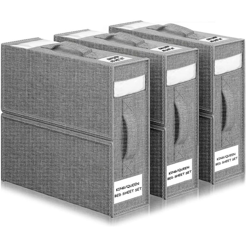 Lot de 3 Sac de Rangement Drap de Lit, Boite de Rangement Linge Pliable Pouvant être Rangée Sous Lit, Dans le Placard, Dans le Tiroir, Peut Stocker