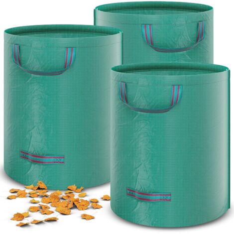 Lot de 3 sacs à déchets de jardin - 272 l - Sacs de Jardin - Sac à Herbe Feuilles - Autonome - Stable - Imperméable - Résistant aux UV - Tissu polypropylène robuste (PP) - 150 g/m² - 390 g