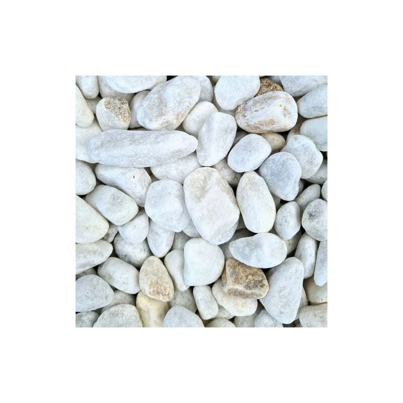 King Matériaux - Lot de 3 sacs de +/- 20 kg - Galet De Marbre Blanc 12/25